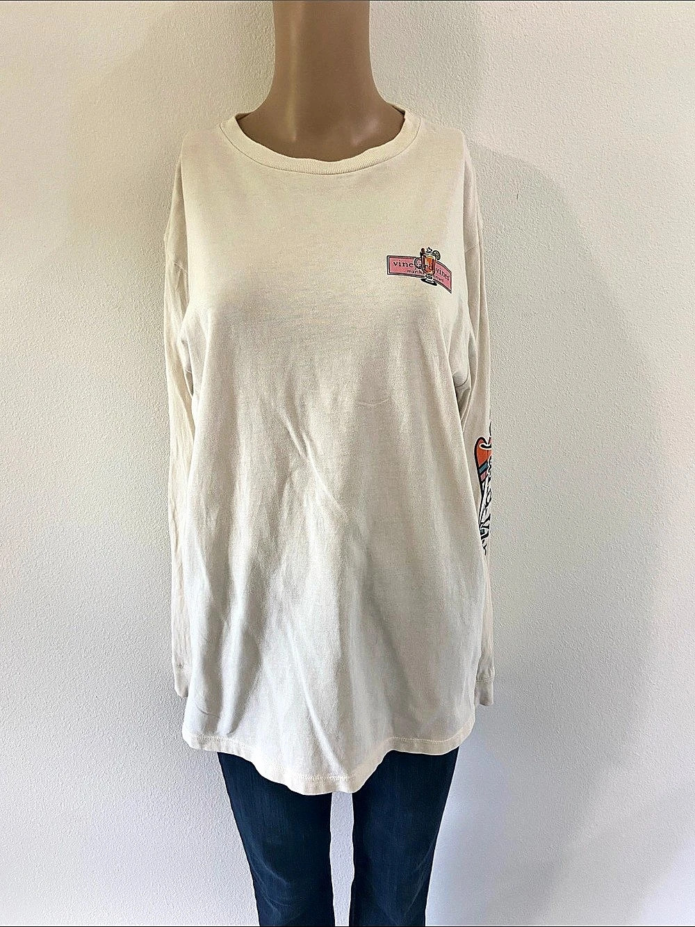 vineyard vines Hot Toddy Long Sleeve Cream shirt size Medium